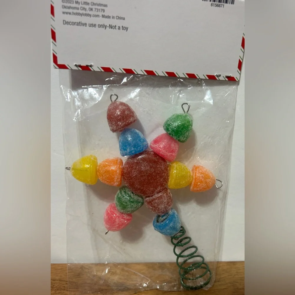 My Little Christmas Sugared Candy Gumdrop Tree Topper Gingerbread Decor 5” NEW